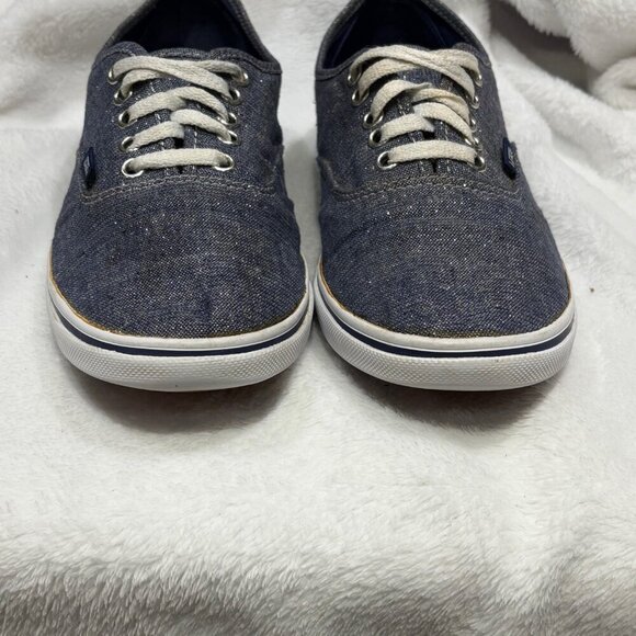 Vans Blue Denim Glitter Low Top Skate Sneaker Shoes Men's 8 Women’s 9.5 - Picture 2 of 11
